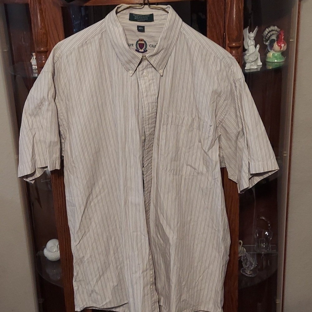 Hunt Club Striped Short Sleeve Men's Shirt Size 16.5
